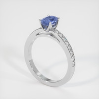 0.75 Ct. Blue Sapphire Ring, 14K White Gold 2