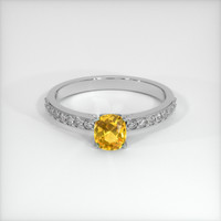 0.57 Ct. Orangish Yellow Sapphire Ring, 14K White Gold 1