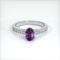 0.78 Ct. Pinkish Purple Sapphire Ring, 14K White Gold 1