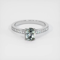 0.80 Ct. Greenish Brown Sapphire Ring, 14K White Gold 1