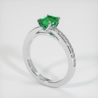 0.68 Ct. Emerald Ring, 18K White Gold 2