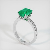 Pave Emerald Ring 2.51 Ct., 18K White Gold Preview
