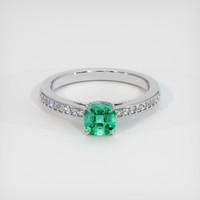 0.61 Ct. Emerald Ring, 18K White Gold 1