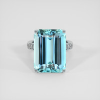 15.37 Ct. Blue Aquamarine Ring, 18K White Gold 1