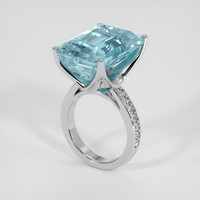 15.37 Ct. Blue Aquamarine Ring, 18K White Gold 2