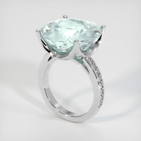 12.88 Ct. Greenish Blue Aquamarine Ring, 18K White Gold 2