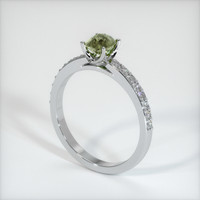 0.53 Ct. Greenish Brown Sapphire Ring, 18K White Gold 2