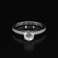 0.90 Ct. White Sapphire Ring, 18K White Gold 1