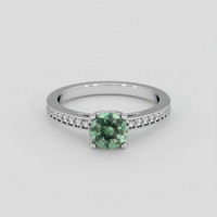 1.01 Ct. Bluish Green Sapphire Ring, 18K White Gold 1