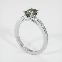 0.80 Ct. Greenish Brown Sapphire Ring, 18K White Gold 2