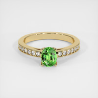 0.73 Ct. Yellowish Green Chrome Tourmaline Ring, 10K Yellow Gold 1