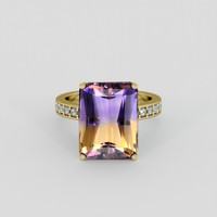 10.17 Ct. Bi Color Ametrine Ring, 10K Yellow Gold 1