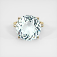 12.88 Ct. Greenish Blue Aquamarine Ring, 14K Yellow Gold 1