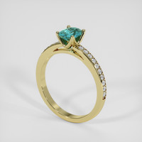 1.12 Ct. Greenish Blue Sapphire Ring, 14K Yellow Gold 2