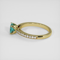 1.12 Ct. Greenish Blue Sapphire Ring, 14K Yellow Gold 4
