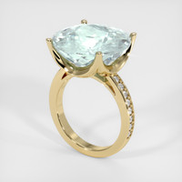 12.88 Ct. Greenish Blue Aquamarine Ring, 18K Yellow Gold 2