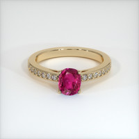0.80 Ct. Ruby Ring, 18K Yellow Gold 1