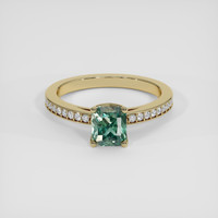 1.37 Ct. Bluish Green Sapphire Ring, 18K Yellow Gold 1