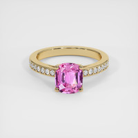 1.62 Ct. Pink Sapphire Ring, 18K Yellow Gold 1