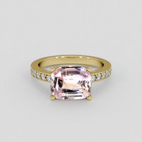 3.41 Ct. Peach Sapphire Ring, 18K Yellow Gold 1