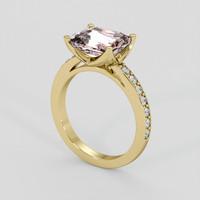 3.41 Ct. Peach Sapphire Ring, 18K Yellow Gold 2