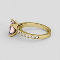 3.41 Ct. Peach Sapphire Ring, 18K Yellow Gold 4