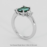 2.14 Ct. Bluish Green Sapphire Ring, Platinum 950 2