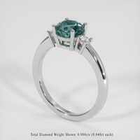 1.71 Ct. Bluish Green Sapphire Ring, Platinum 950 2