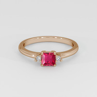 0.41 Ct. Pinkish Red Ruby Ring, 14K Rose Gold 1