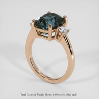 6.09 Ct. Greenish Blue Sapphire Ring, 14K Rose Gold 2