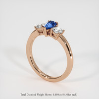 0.55 Ct. Blue Sapphire Ring, 14K Rose Gold 2