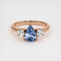 1.11 Ct. Blue Sapphire Ring, 18K Rose Gold 1