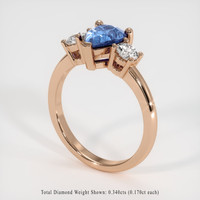 1.11 Ct. Blue Sapphire Ring, 18K Rose Gold 2