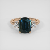 6.09 Ct. Greenish Blue Sapphire Ring, 18K Rose Gold 1