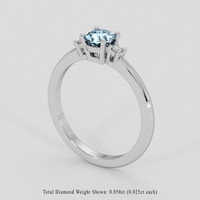 0.44 Ct. Blue Aquamarine Ring, Silver 2