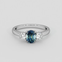 0.99 Ct. Greenish Blue Sapphire Ring, Silver 1