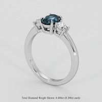 0.99 Ct. Greenish Blue Sapphire Ring, Silver 2