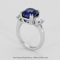 5.69 Ct. Blue Sapphire Ring, 10K White Gold 2