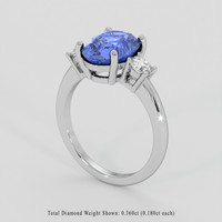 3.65 Ct. Blue Sapphire Ring, 10K White Gold 2