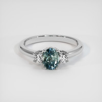 0.82 Ct. Greyish Blue Sapphire Ring, 10K White Gold 1
