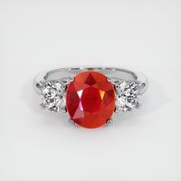 Three Stone Ruby Ring 4.02 Ct., 14K White Gold Preview