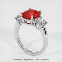 Three Stone Ruby Ring 4.02 Ct., 14K White Gold Preview