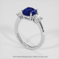 2.80 Ct. Blue Sapphire Ring, 14K White Gold 2