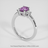 0.96 Ct. Pinkish Purple Sapphire Ring, 14K White Gold 2