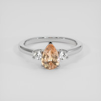 1.38 Ct. Padparadscha Sapphire Ring, 14K White Gold 1