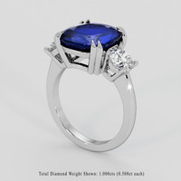 5.44 Ct. Blue Sapphire Ring, 14K White Gold 2