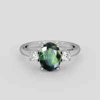 2.14 Ct. Bluish Green Sapphire Ring, 14K White Gold 1