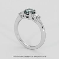 2.05 Ct. Greenish Blue Sapphire Ring, 14K White Gold 2