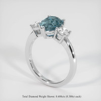 2.41 Ct. Greenish Blue Sapphire Ring, 14K White Gold 2