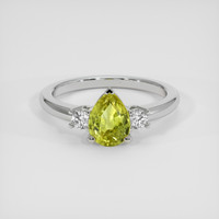 1.69 Ct. Greenish Yellow Sapphire Ring, 14K White Gold 1
